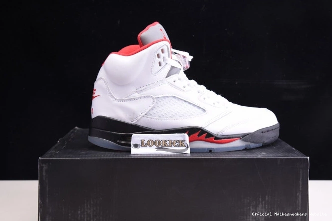 Official Maikesneakers Red Retro Air 5 Jordan Fire (2020) DA1911-102 Tongue Silver 0803